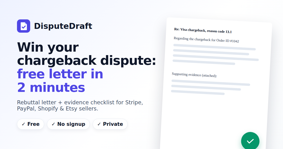 I made a free chargeback letter generator logo
